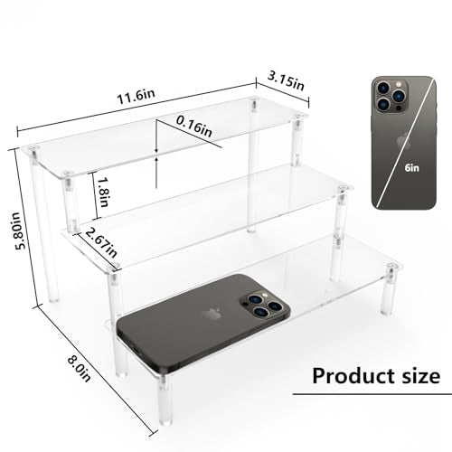 Acrylic Display Risers,Clear Display Risers Stand Small Mini Shelf 3 Tiered Cupcake Stand for Food Desserts Stand Shelves for Party Perfume Organizer Toys Figures Collections Cosmetic Products Tabletop Use