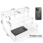 Acrylic Display Risers,Clear Display Risers Stand Small Mini Shelf 3 Tiered Cupcake Stand for Food Desserts Stand Shelves for Party Perfume Organizer Toys Figures Collections Cosmetic Products Tabletop Use