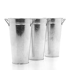 Hosley Set of 3 Galvanized French Bucket Vase with Handles 5" Dia x 9" H Ideal for Farmhouse Dried Floral Arrangements at Home for Weddings Gifts Spa and Aromatherapy Settings O5 - color: Galvanized 6