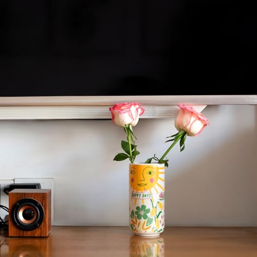 Tnstbiee Cute Medium Ceramic Flower Vase - Colorful Boho Decor with Unique Abstract Round Design for Weddings, Mother's Day, and Friends - Ideal for Displaying Flowers or Pens - color: Sun Vase