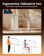 ErGear Height Adjustable Electric Standing Desk, 48 x 24 Inches Sit Stand up Desk, Memory Computer Home Office Desk, White - color: White, size: 47.2 x 23.6 Inches