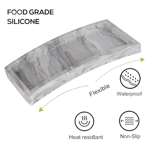 Bathroom Trays for Counter, Slicone Vanity Trays for Bathroom, Rectangle Sponge Holder for Kitchen Sink - Marble Grey - color: Marble Gray, size: 9.8" x 4.7"