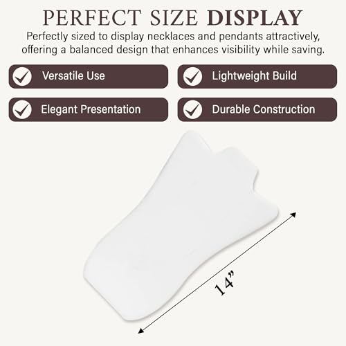 RJ Displays Jewelry Display for Vendors, Velvet Necklace Display Stand Holder, Jewelry Stand Necklace Holder for Vendors. Jewelry Display Stand 14” H. (White) - color: White