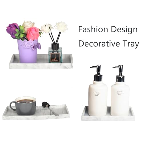 DNC Silicone Bathroom Vanity Tray for Counter, 11.8" Kitchen Sink Soap Tray for Dish Holder Dispenser Countertop Toilet Tank Decor Organizer - color: Marble-like Silicone, size: 11.8" x 5" x 0.7"