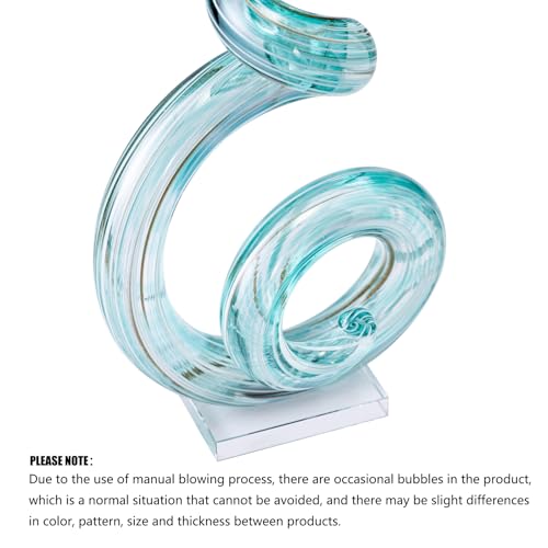 15" Tall Hand-Blown Murano-Style Glass Sculpture Statues Art Ornament Statue Figurines Home Decor Accent Piece Coastal Ocean Nautical Home Decor,Shelf,TV Stand,Tabletop Centerpieces,Wonderful Gift - color: Green