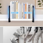 Book Ends for Shelves: Black Metal Book Ends, Heavy Duty Bookend Supports for Shelves, Non-Skid Book Organizer for Home Office School Supplies - style: Normal