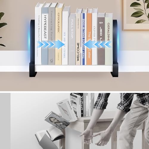 Book Ends for Shelves: Black Metal Book Ends, Heavy Duty Bookend Supports for Shelves, Non-Skid Book Organizer for Home Office School Supplies - style: Normal