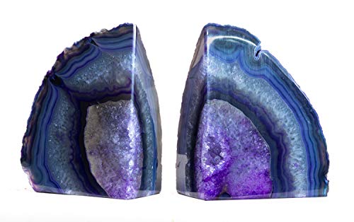 Purple Agate Geode Bookend (2-3.5 lb) - Natural Stone Bookend for Holding Books, iPads, and Kindles - color: Purple, size: 2 - 3.5 lb