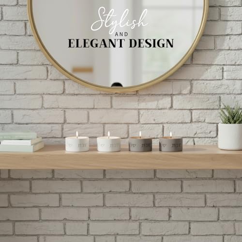 SURI Concrete Shabbat Candle Holders | Jewish Judaica Gift Set with Modern Shabbat Candle Holders | Tall & Short, Ideal Shabbat Set for Tea Lights (Tealights not Included) - color: Gray(flow), size: Short