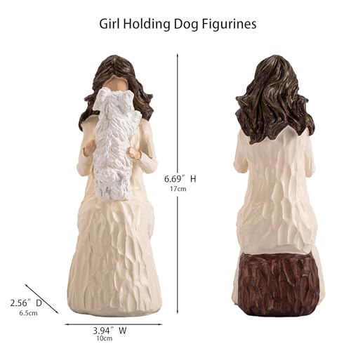 Woman with Dog Figurines, Westie Gifts for Dog Lovers, Ideal for Birthday, Thanksgiving, Christmas, White Hand-Painted Sculpture for Home Office Tabletop Shelf Decor - style: Westie