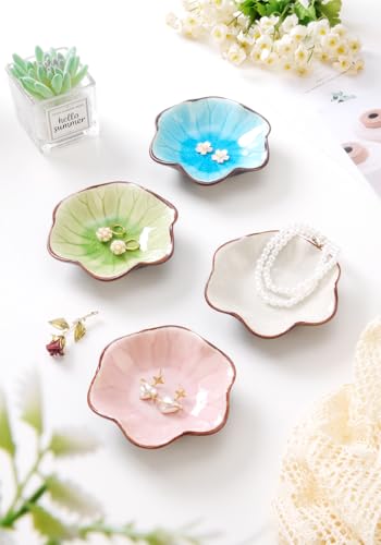 Ice Cracking Leaf Jewelry Dish, Decorative Ring Holder Small Trinket Tray Bowl, Gifts for Daughter Mom Friends, Lake Blue. - color: Lake Blue-Ice