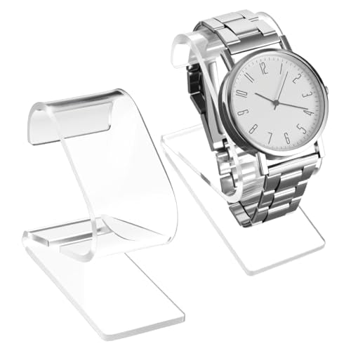 2 PCS Acrylic Watch Display Stand Clear Single Watch Holder Display Portable C Shape Single Bracelet Holder Organizer Storage Rack Jewelry Stand for Men Women Store Home Bedroom Office Desk Selling