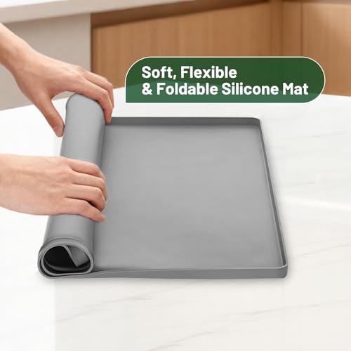 Oil Drip Mat for Under Car, 34x22in Silicone Oil Spill Mats for Garage Floor, No Splatter Non-Slip Oil Catch Pan Driveway Oil Drip Tray,Easy to Clean-Grey - color: Grey