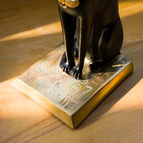 Book Ends Retro Cat Decorative Bookends, Vintage Antique Heavy Duty Egyptian Cat Hold Books Collectors, Black Decor for Office/Shelves/Living Room Father (Black) - color: Black