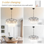 Black Modern Chandelier, 2-Tier Crystal Glass, 8-Light Round Dining Room Chandelier, Contemporary Pendant Ceiling Light for Bedroom Foyer Entryway, 23.6'' - size: Small Black (23.6" x 70")