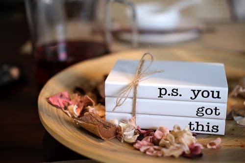 Cute Office Desk Decor, Inspirational Wooden Mini Faux Books for Decoration, Gifts for Women Kids - P.S. You Got This Sign - color: You Got This