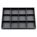 Black PU Leather Jewelry Display Flat Tray Ring Necklace Watch Organizer Display Tray (1 grid) - style: 12 Grids