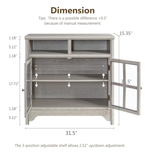 Buffet Cabinet with Storage, Solid Wood Sideboard Cabinet, TV Stands, Coffee Bar Station, Modern Farmhouse Console Table for Dining Room, Kitchen, Living Room, Entryway, Gray - color: Grey