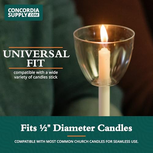 Concordia Supply Clear Shield Candle Drip Protectors - (Pack of 250) Wax Catcher for Candlesticks, Convenient for Church Vigils, Memorial, Congregational Candles, & Christmas Eve Candles - size: Pack of 250