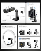 UBeesize 12" Desk Ring Light with Stand & Phone Holder - Adjustable Studio Light for Photography，Zoom Meetings, YouTube, TikTok, Live Streaming - style: Smart Touch Model