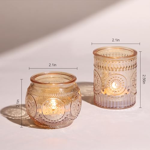 30 Pcs Assorted Gold Votive Candle Holders for Wedding Table Centerpieces, Glass Tea Lights Candle Holder for Diwali Decorations, Wedding Decorations, Vintage Boho Home Tea Party Decor, - color: Gold
