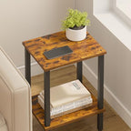 TUTOTAK End Table, Side Table, Nightstand, 2-Tier Storage Shelf, Sofa Side Table for Small Space, Living Room, Bed Room Brown and Black TB01BB034 - color: Brown and Black