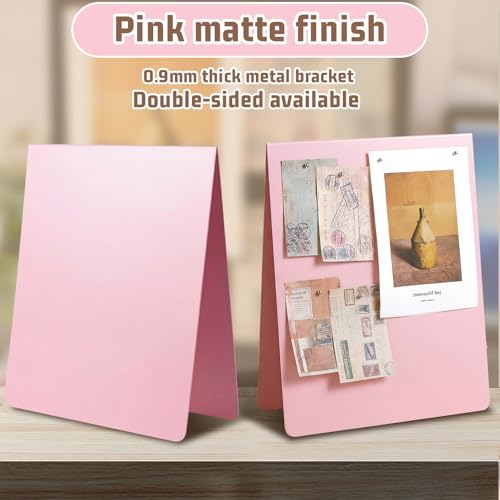 Leinuosen 1 Pcs 12 x 10 Inch Magnetic Bulletin Board Metal Magnet Board Magnet Display Stand for Tabletop Desktop Home Kitchen Office Decor (Pink) - color: Pink, size: 12 x 10 Inch