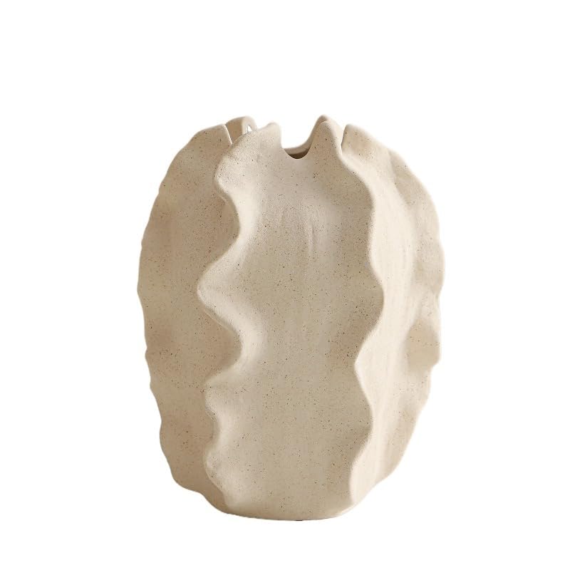 White Ceramic Vase – Nordic Minimalist Unglazed Stoneware Flower Vessel, Living-Room Centerpiece, Boho-Soft Furnishing Accent (11 Types) - color: 11 Types