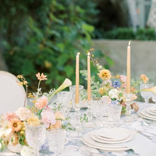 4.33" Tall Glass Candlestick Set of 6 Clear Crystal Candle Holders for Glass Taper Holder Decor for Wedding Birthday Party Christmas