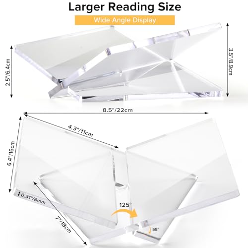 Acrylic Book Stand Clear Acrylic Book Holder, 8.5" x 6.4" x 3.5" Open Book Holder Stand for Display and Reading Cookbooks, Art Books, Bibles, Magazines - Home and Office (Clear, Medium) - color: Clear, size: Medium