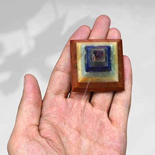 Amazing Gemstone Chakra Pyramid Crystal Healing Stones - 2" Great Pyramid Figurine of Natural Stone Pyramid for Meditation, Reiki, Chakra Balancing and Crystal Pyramids Grid - color: Chakra (Bonded)