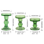 6-Piece Set of Green Glass Candlestick, Crystal Candlestick Holder Holder and Conical Candle, Christmas Candle Holder Decoration, Family Living Room Wedding Candle Holder (green2sets) - color: Green2sets