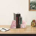 Rose Quartz Bookends Pink Crystal Decorative Book Ends Office Home Decor Small 1 Pair 2-3 Lbs - size: 2-3lbs
