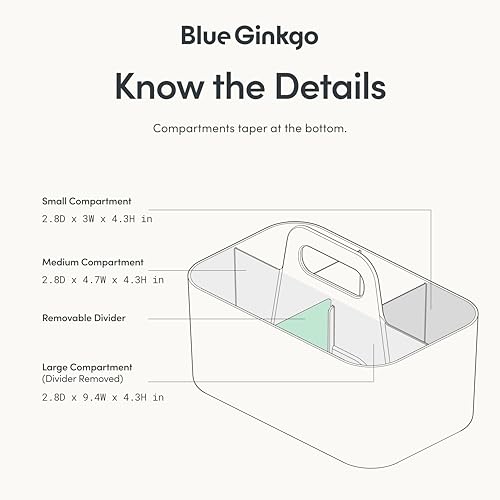 BLUE GINKGO Stackable Organizer Caddy – Korean-Made Portable Tote for Bathroom, Office, Crafts, or School Supplies (Rectangle, Blue) - color: BLUE, size: Rectangle