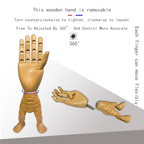Hand Model,Wood Hand for Nails,Drawing Wooden Hand,Wooden Mannequin,Wood Hand,Hand Model for Drawing,Male_R with Lower Body - color: Male_r With Lower Body 12.8in