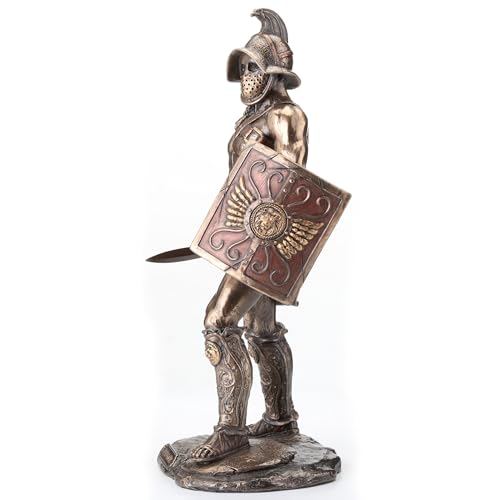 Veronese Spartacus Roman Gladiator Wielding Sword and Shield Statue - size: 10.25inch