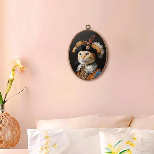 Hxlac Victorian Cat Oval Wall Art Framed, Vintage Cat Oval Wall Decor, Cottagecore Farm Animal Hanging Canvas Prints Wall Sculptures for Home Living Room Bedroom Decor, 8.5x11.5 Inch - color: oval cat