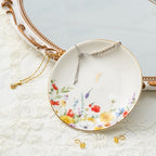 Crisky Flower Jewelry Tray Ring Dish & Gift Box, Ceramic Trinket Dish for Rings Earrings Necklaces Keys, Bridal Shower Engagement Birthday Gift for Women, Friends 4.57" (Gold Foil F - style: Initial F