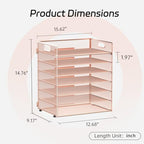 7 Tier Paper Organizer - Mesh Desktop File Holder with Handles for Office School Desk (Rose Gold) - color: Rose gold