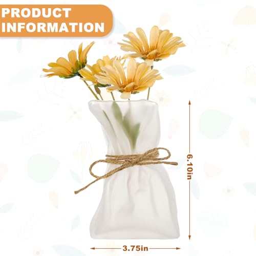 WHJY Glass Purse Vase for Flowers, Glass Bag Vase, Matte Aesthetic Flower Vase Unique Home Décor for Wedding, Dinning, Bookshelf - size: Small