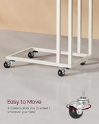 VASAGLE End Table, C Shaped TV Tray with Metal Frame Rolling Casters for Coffee Laptop Mobile Tablet, Industrial Side Table for Living Room Bedroom, 19.7 x 13.8 x 23.6 Inches, Cream White ULNT050W77 - color: Cream White