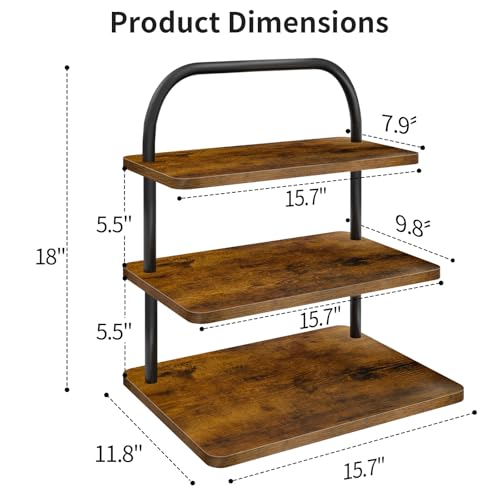 Cupcake Stand, 3 Tier Large Cupcake Stand Rustic Stepped Cupcake Display Stand Square Wood Dessert Table Display Set Cupcake Tower Tiered Tray Stand for Wedding Birthday Graduation - color: Brown