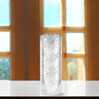 WGVI Hurricane Candle Holder Sleeve, W: 5", Ht: 14", Silver Speckled Glass Cylinder Open Both Ends, Chimney Tube Shade, 1 Piece - size: 5x14"H