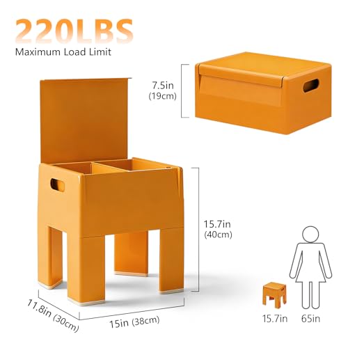 Nightstand Bedside with Storage Space, Multifunctional Colorful Plastic End Table Small Side Table for Bedroom, Dorm and Small Spaces, Easy Assembly(14.7" D x 11.8" W x 15.8" H, Orange) - color: Orange