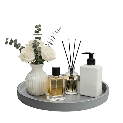 1 Pack 10" Bathroom and Vanity Tray, ABS Bathroom Counter Organizer, Coffee Table Decor for Perfume, Candles, Keys &More. Kitchen Countertop Organizer, Decorative Tray Soap Holder, Grey - color: Gray, size: 10"