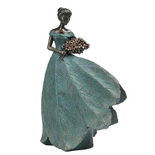 Guichifun Fairy Statue Collection Home Decoration - Leaf Angel Girls Resin Home Garden Patio Decor Memorial Gift for Mom Outside or Inside Outdoor Yard Decorations Figurines 7.5 x 4.5 x 11.5 Inch - color: Green-flower, size: Large