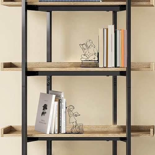 Ecqizer Bookends Decorative Book Ends Decorative Reading Decor Reading Book end Bookshelf Decor for Bedroom Library Office School Book Display Desktop Organizer Gift for Book Lovers, Black