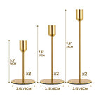 Gold Candle Holder Candlestick Holders Set of 6 Taper Candle Holders, Decorative Metal Candle Sticks Long Holder for Table Centerpieces, Wedding, Dinning, Party - size: Set of 6