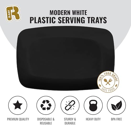 R-kay 6 Pack Plastic Serving Trays - 12.75 x 8.25, Party Platters - Black - color: Black