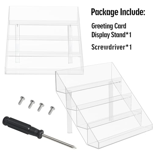 PecMuikee Greeting Card Display, 4 Tiers Clear Acrylic Sticker Display Stand for Vendors Retail, Display Photo Stand for Counter Tabletop Display Supplies, 1 Set - color: 1 Set
